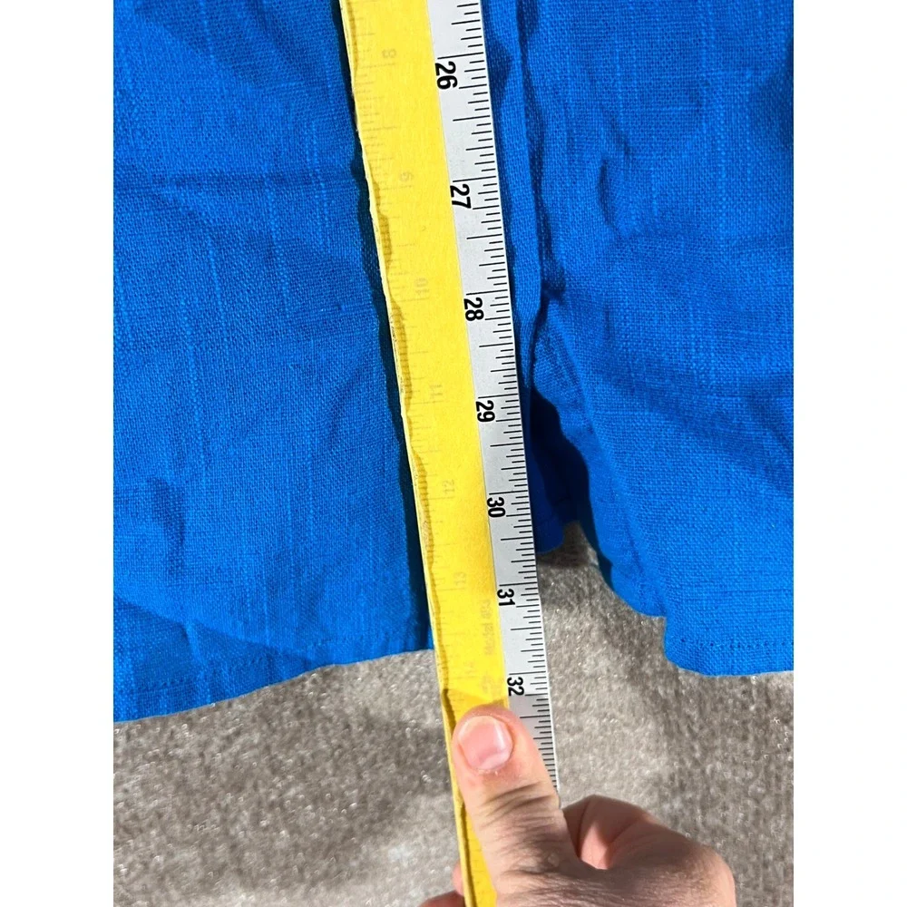 Never A Wallflower Dress Women XS Blue Cotton Oversized Tunic Mini Pockets